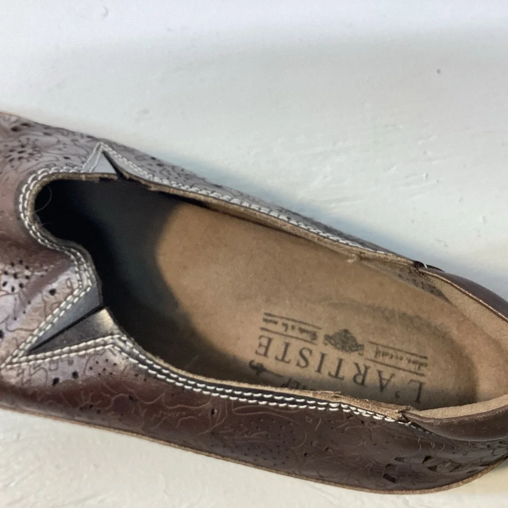 Spring Step‎ L'Artiste Libora Brown Leather SlipOn Shoes Womens Sz 8 Comfort